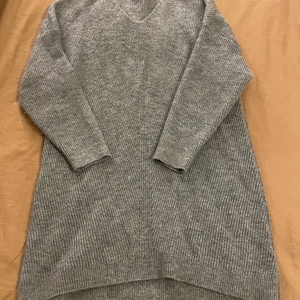 Gray V-Neck Women's Sweater dress
